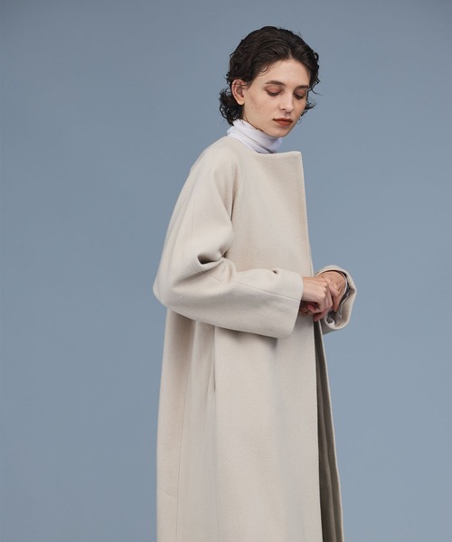 「N.O.R.C」 ノーカラーコート M アイボリー レディース_画像4