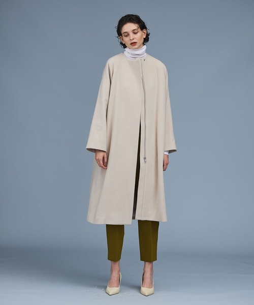 「N.O.R.C」 ノーカラーコート M アイボリー レディース_画像5