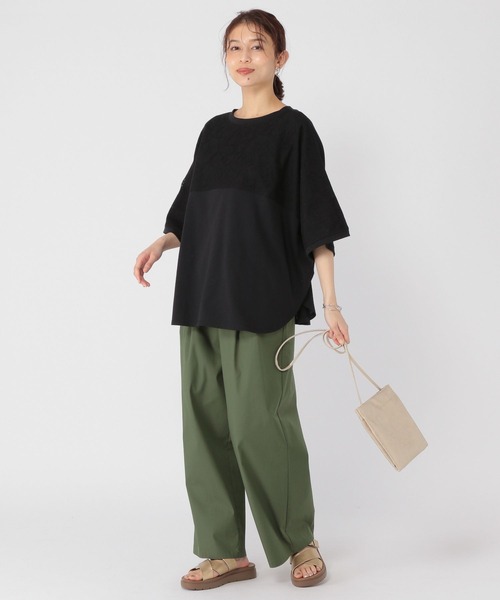 tシャツ ダブルジャージーカットソー レディース エステータ】ファインダブルジャージー ラッフルデザイン