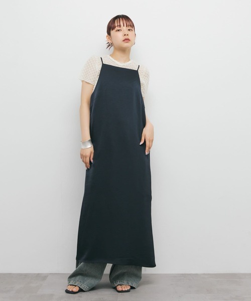 黒 サテン キャミワンピース ロング KBF ワンピース サテンキャミワンピース : ZOZOTOWN Yahoo!店