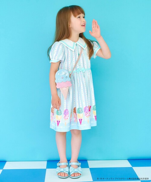 familiar ストライプ　ワンピース　半袖ワンピース 110サイズ ファミリア familiar アウトレット 子供服 女の子 100cm 半袖