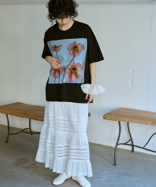 Libra Cue（リブラ キュー） tシャツ フラワープリントTシャツ