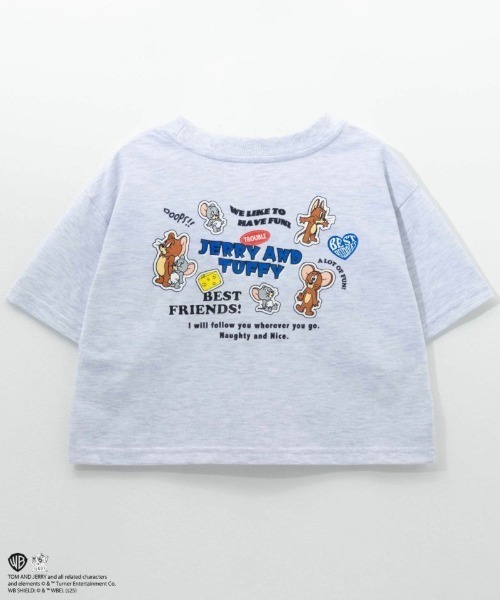 tシャツ TOM＆JERRY ショート丈 胸刺繍 バックプリントTシャツ キッズ