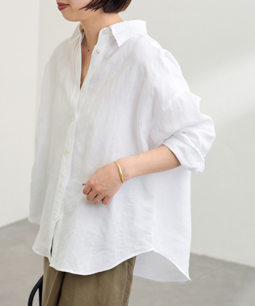 ブラウス シャツ LIBECO-LINENオーバーシャツ レディース