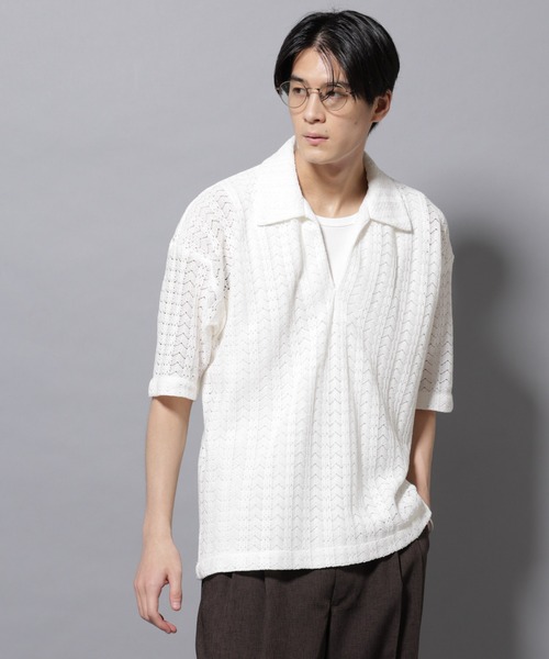 NANO universe（ナノ・ユニバース） ポロシャツ メッシュラッセル