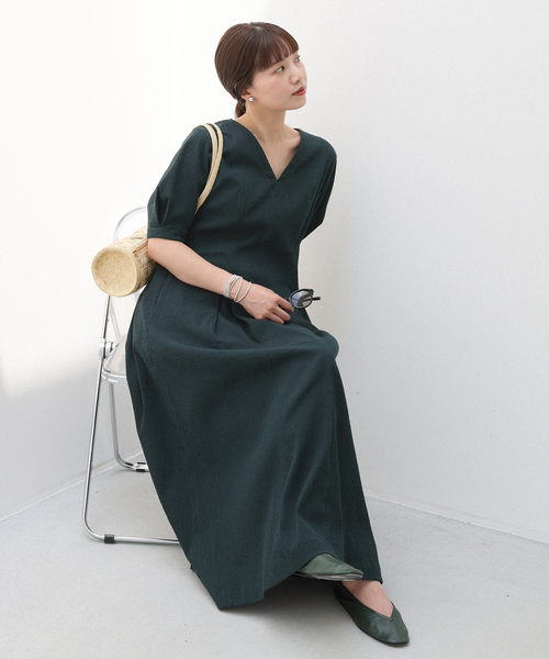 IENA ワンピース 「WEB限定/追加2」B. サッカーVネック