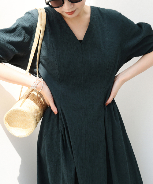 IENA ワンピース 「WEB限定/追加2」B. サッカーVネック