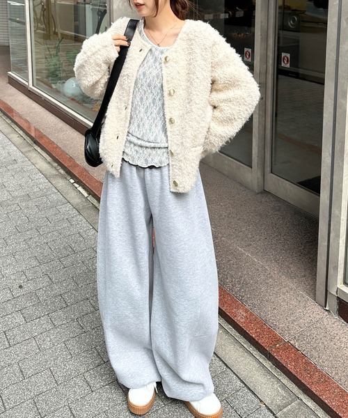 RANAN（ラナン） パンツ やわらか裏起毛2WAYカーブスウェットパンツ
