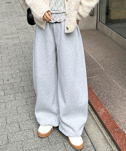 RANAN（ラナン） ワイドパンツ パンツ やわらか裏起毛2WAYカーブ
