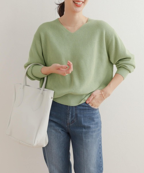 「URBAN RESEARCH DOORS」 Vネックニット MEDIUM グリーン レディース