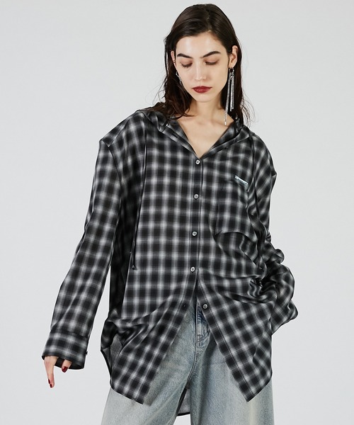 ブラウス シャツ 「2025Autumn Pre-Order」フーディチェックシャツ / Hoodie Check Shirt レディース メンズ