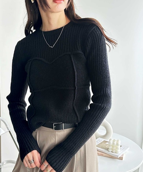 GeeRA（ジーラ） ニット セーター ビスチェデザインリブニットトップス