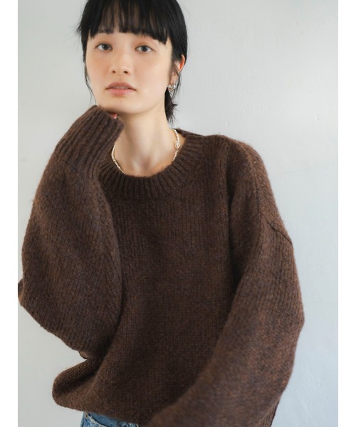 美品◎ungridブラウンニット Ungrid（アングリッド） ニット セーター カラーモヘヤ混ルーズニット
