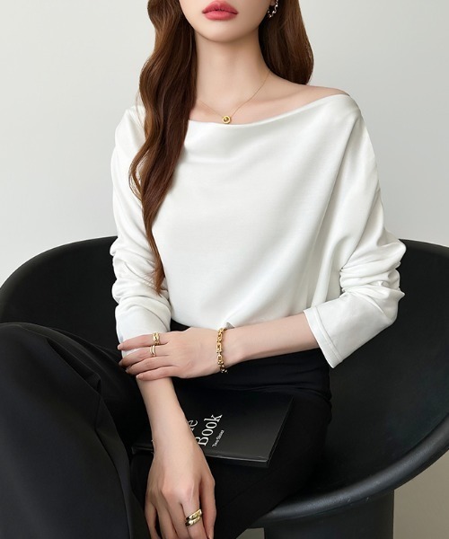 COCOMOMO tシャツ マルチウェイ オフショルドレープトップス 長袖 オフ