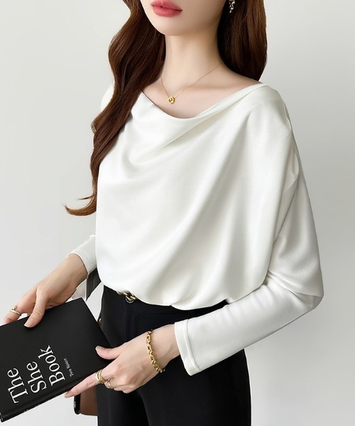 COCOMOMO tシャツ マルチウェイ オフショルドレープトップス 長袖 オフ