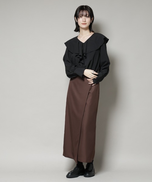 NANO universe（ナノ・ユニバース） スカート 「撥水加工」ラップ風