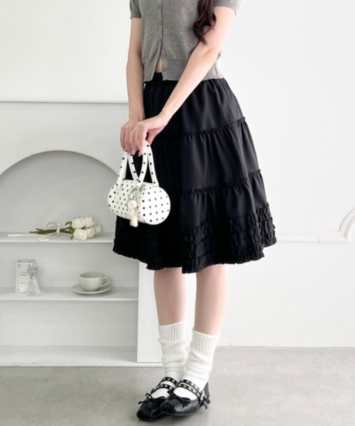 Loueme スカート 裾フリルティアードミディスカート : ZOZOTOWN Yahoo