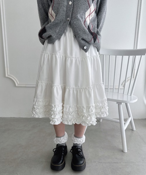 Loueme スカート 裾フリルティアードミディスカート : ZOZOTOWN Yahoo