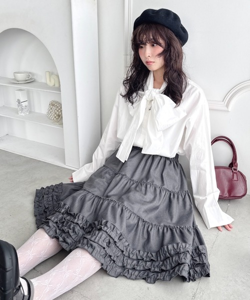 Loueme スカート 裾フリルティアードミディスカート : ZOZOTOWN Yahoo