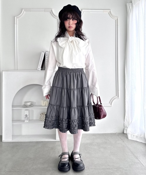 Loueme スカート 裾フリルティアードミディスカート : ZOZOTOWN Yahoo