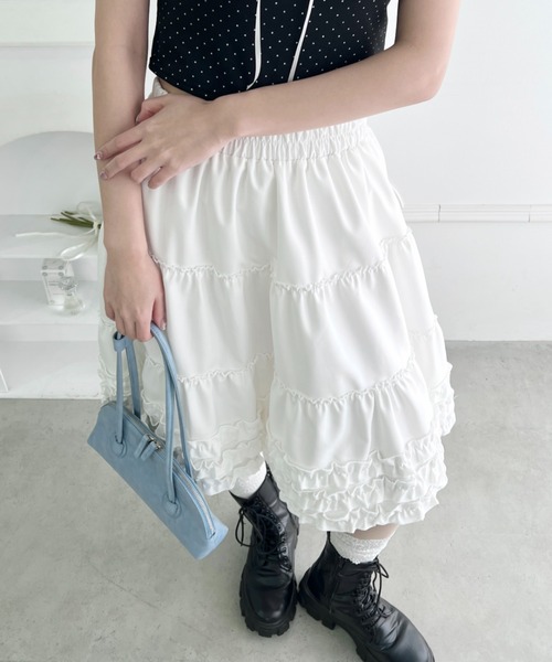 Loueme スカート 裾フリルティアードミディスカート : ZOZOTOWN Yahoo