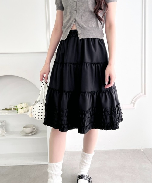 Loueme スカート 裾フリルティアードミディスカート : ZOZOTOWN Yahoo