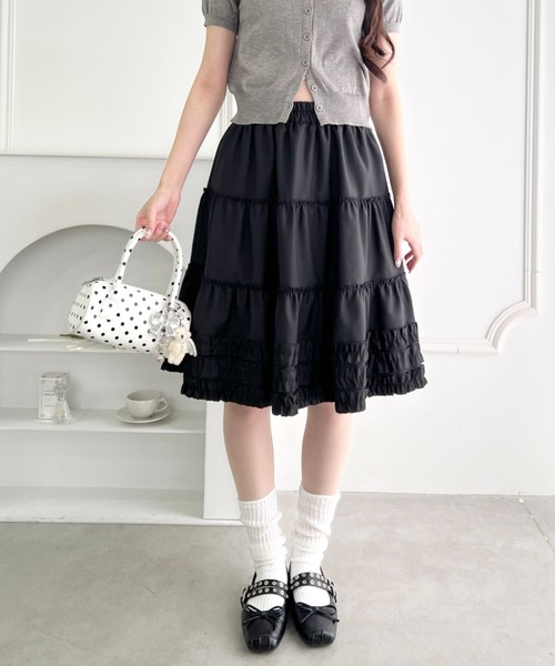 Loueme スカート 裾フリルティアードミディスカート : ZOZOTOWN Yahoo
