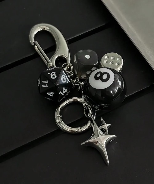 【希少】d.i.a.（ダイヤ）Y2Kギャルラメ入り ROCKロゴ ホルターネック キーホルダー セット Y2K ストリート系 サイコロ オシャレ(BDS