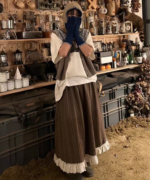 AsheKsha スカート 「新作」レトロな森ガール風ロングスカート