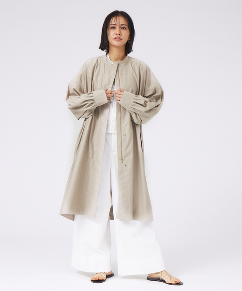 「qualite」 ノーカラーコート 36 ネイビー レディース_画像5