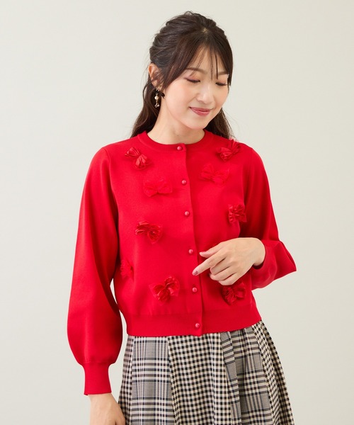 Rose Tiara（ローズティアラ） カーディガン リボンニットカーディガン