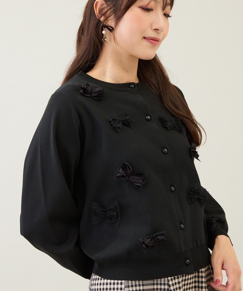 Rose Tiara（ローズティアラ） カーディガン リボンニットカーディガン