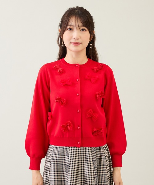 Rose Tiara（ローズティアラ） カーディガン リボンニットカーディガン