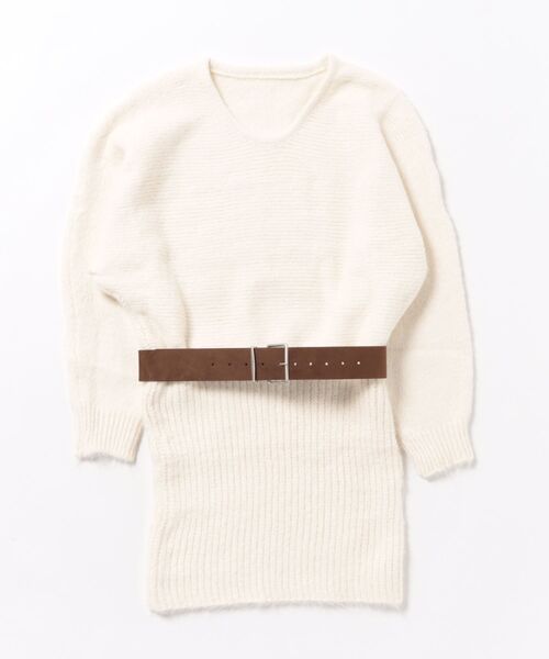 Songe ワンピース 2点セットベルト付きワンショルダーニットワンピ