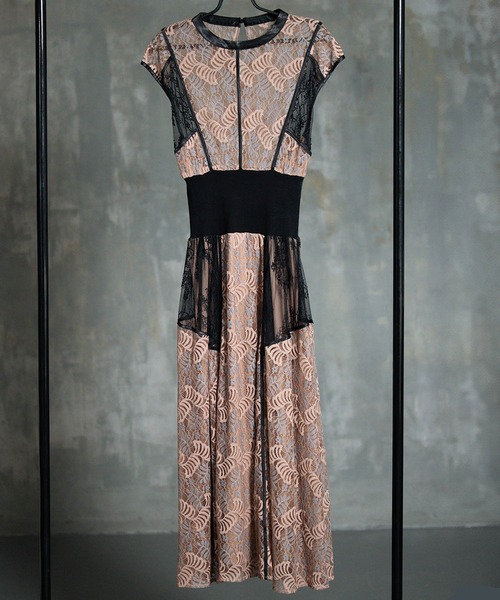 「DRESS PLUS」 半袖ワンピース L チャコールグレー レディース_画像2