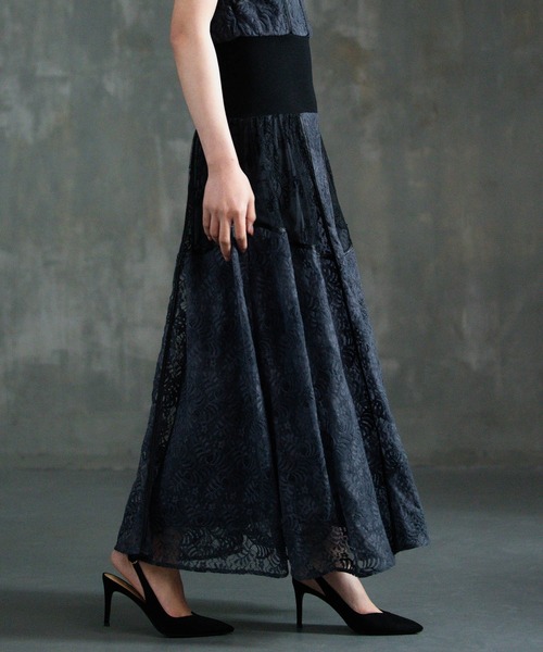 「DRESS PLUS」 半袖ワンピース L チャコールグレー レディース_画像6