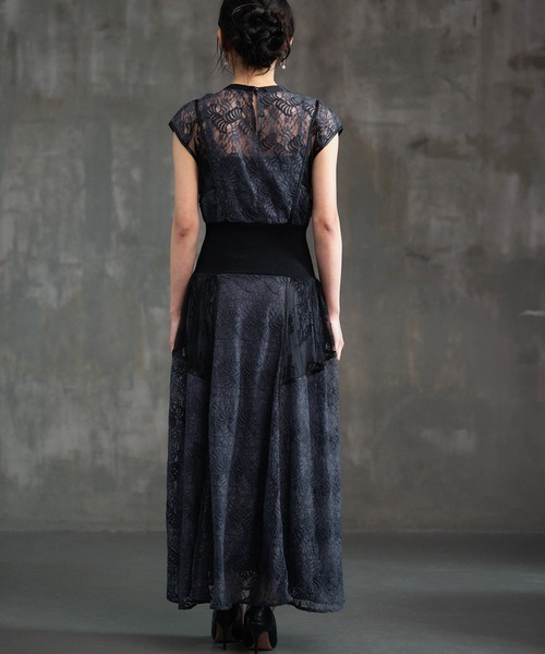 「DRESS PLUS」 半袖ワンピース L チャコールグレー レディース_画像8