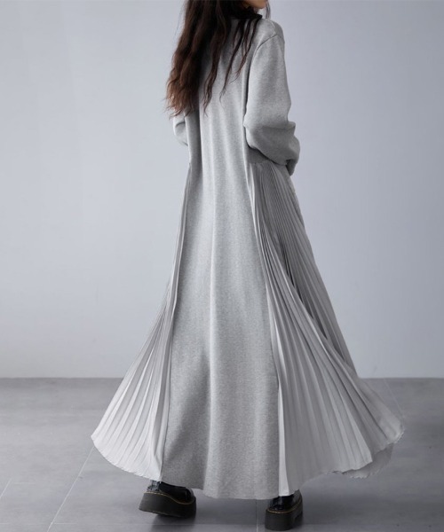 ワンピース Vネック×サイドプリーツロングワンピース : ZOZOTOWN Yahoo