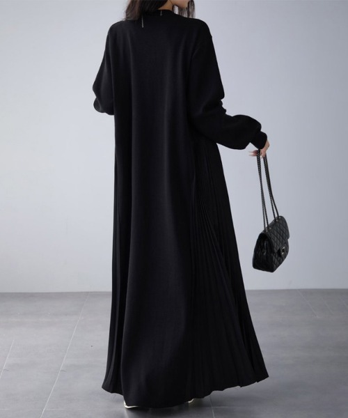 ワンピース Vネック×サイドプリーツロングワンピース : ZOZOTOWN Yahoo