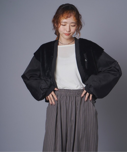 terrace ブルゾン アウター ファーボレロ異素材ブルゾン レディース