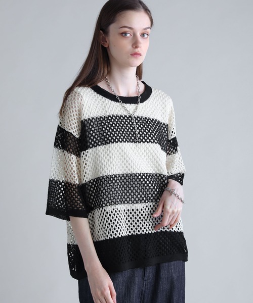 「SOCCE」 半袖ニット L ブラック メンズ_画像2