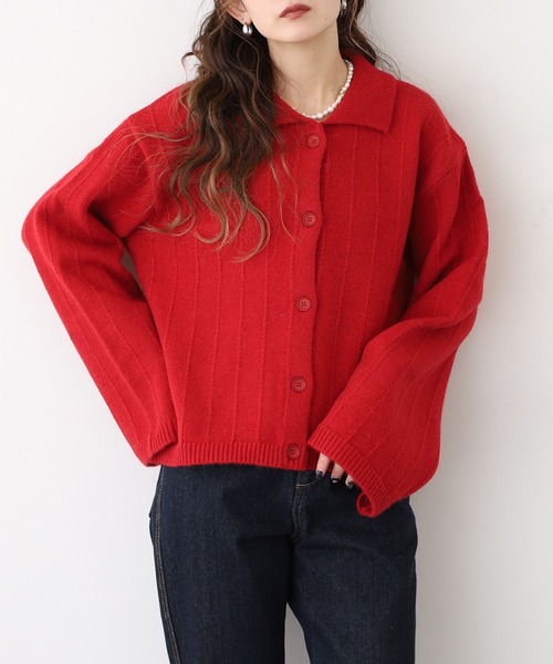 INVERALLAN 襟付き　ケーブルニットカーディガン INVERALLAN 襟付きケーブルニットカーディガン