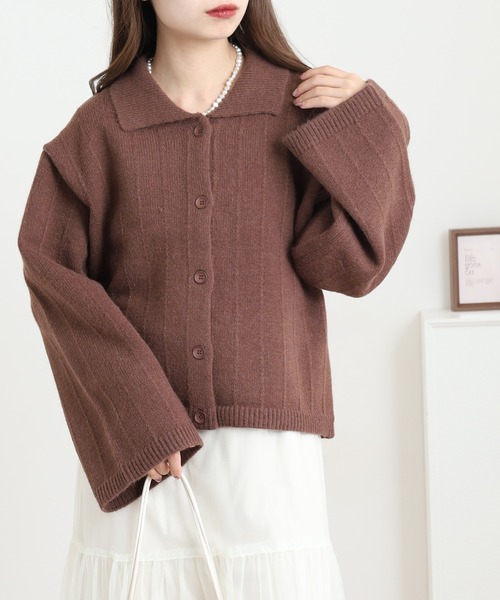 FUNALIVE（ファンアライブ） カーディガン ケーブルニット襟付き
