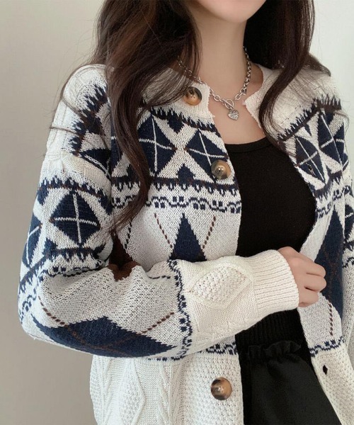 「NANEA」 ニットカーディガン フリー アイボリー レディース_画像7