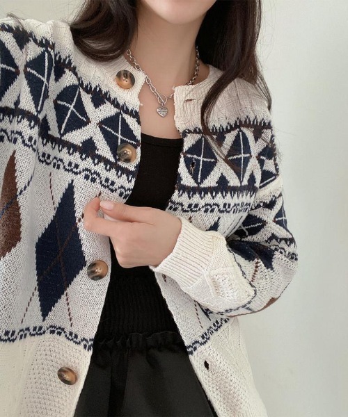 「NANEA」 ニットカーディガン フリー アイボリー レディース_画像8