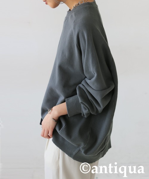 「antiqua」 「tree cafe」スウェットカットソー P ブラック レディース_画像9