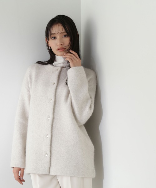 「NATURAL BEAUTY BASIC」 ニットカーディガン FREE オフホワイト レディース_画像3