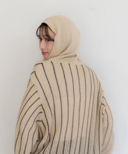 bashful base Oriental パーカー 「bbO」ストライプニットパーカー