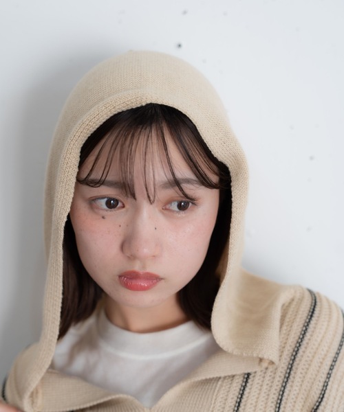 bashful base Oriental パーカー 「bbO」ストライプニットパーカー