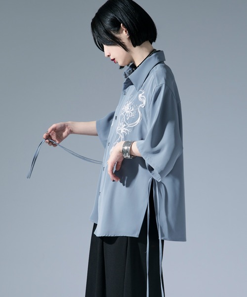 「Ellno Loset」 半袖シャツ LARGE ブルー系その他 メンズ_画像9